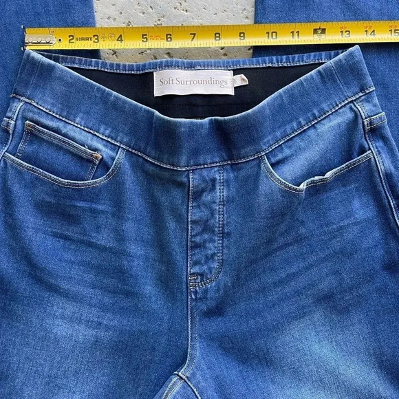 Soft Surroundings Pull-On Stretch Blue Denim Jeggings – Size PM (Petite Medium) - Picture 8 of 14